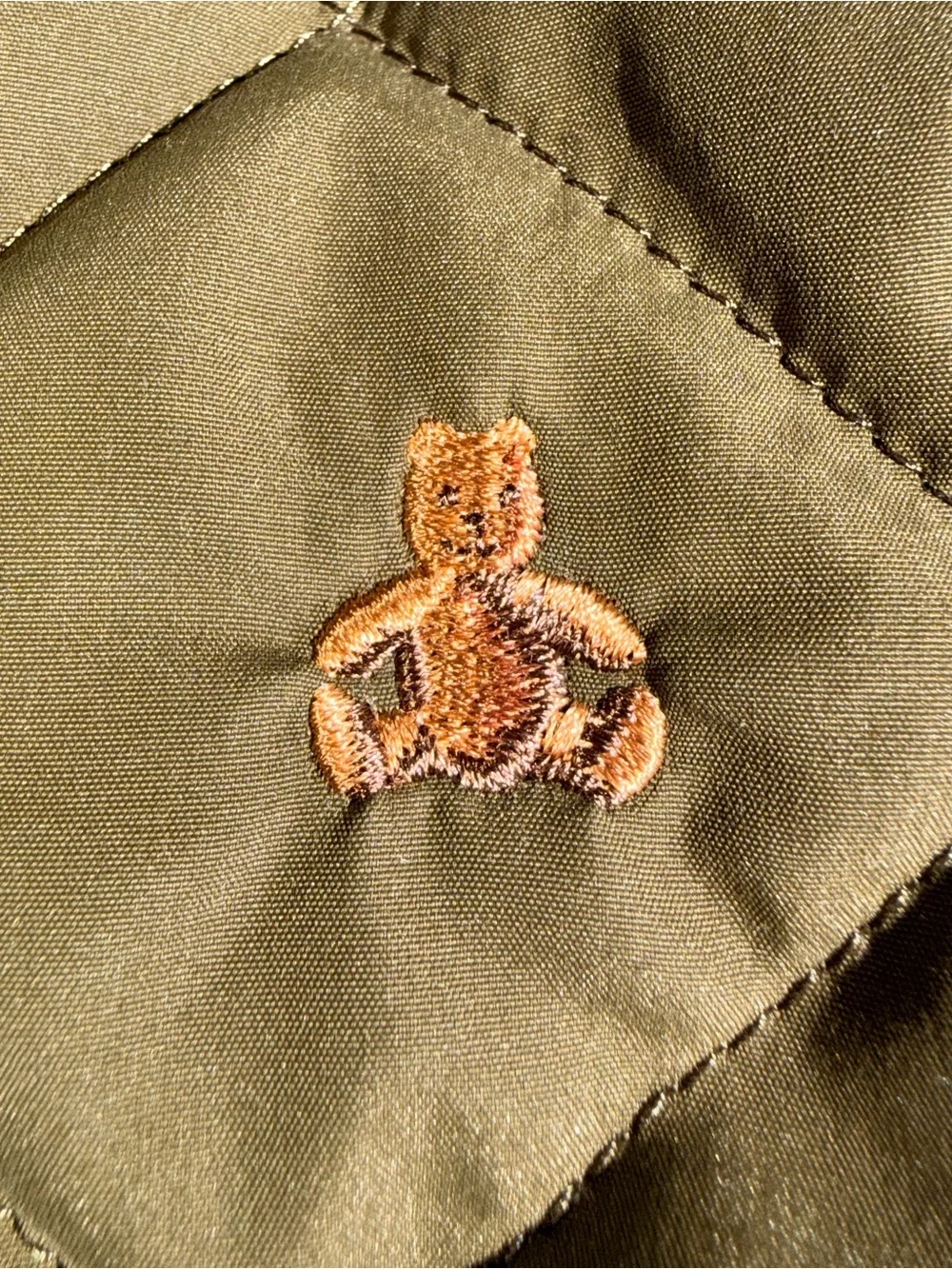 GAP Olive Green Quilted Puffer with Brown Corduroy Collar